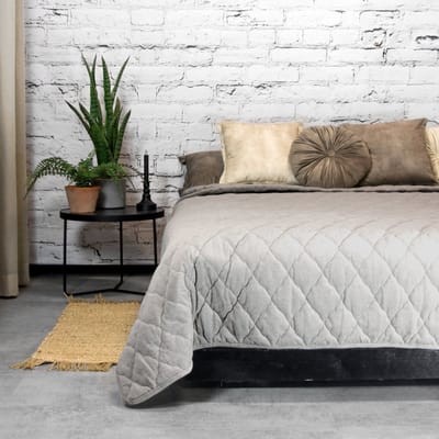 JENNY - Bedsprei - Ruitmotief - Heerlijk zacht - Light grey - 170x220