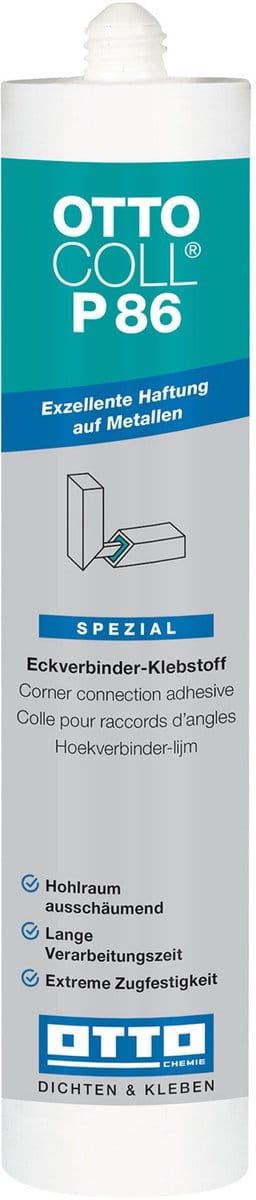 Ottocoll P86 polyurethaanlijm - 310 ml koker - wit - 1K voor bouw en constructieverlijming