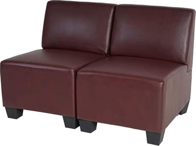 Modulaire 2-zits bank Lyon, kunstleer ~ roodbruin, zonder armleuningen
