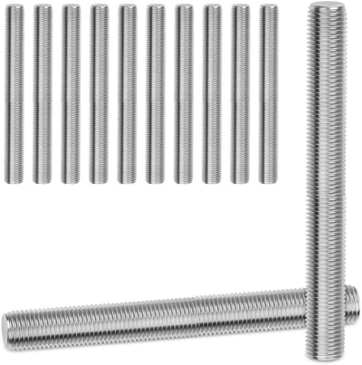 12x Draadstang M10x100mm Volledig Schroefdraad RVS A2 Voor Industrie en Bevestiging