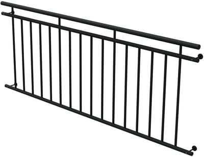 Frans balkon rooster - Raambalustrade Stalen reling - Veiligheid woning - Horizontale vulstaven - 225 x 90 cm - Zwart