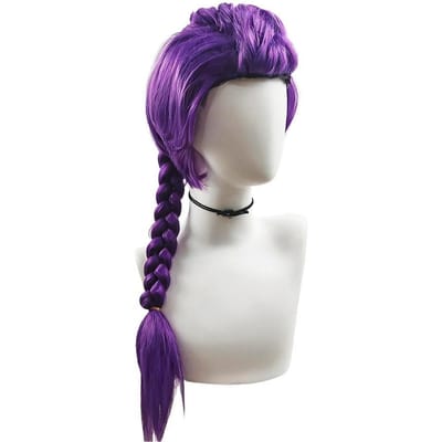 Paarse Lange Gevlochten Paardenstaart Pruik Anime Cosplay Pruiken voor Halloween Kostuumfeest Kind Anime Pruiken Cosplay white