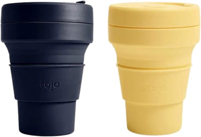 STOJO Pocket Cup 2-pack Denim & Mimosa / Blauw & Geel 2x 355ml Beker to Go