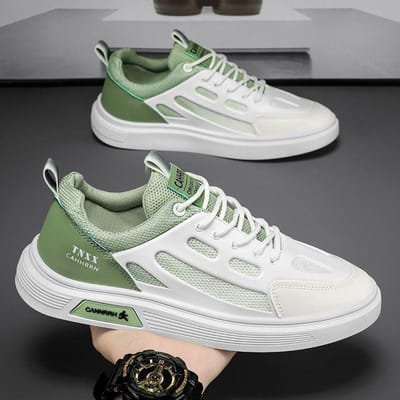 Heren Ademende Sneakers Trend Hoge Kwaliteit Zachte Zool Gevulkaniseerde Schoenen Heren Vetersluiting Casual Tennisschoenen Nieuwe Zapatillas 39 white