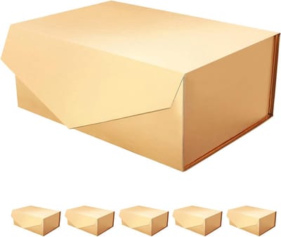 Set van 6 Luxe Gouden Geschenkdozen met Deksel - Rechthoekig en Magnetisch - Ideaal voor Cadeaus, Bruiloften & Verjaardagen