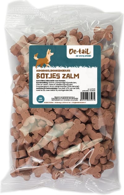 De-Tail Hondenbeloningssnoepjes botjes zalm 200 gram