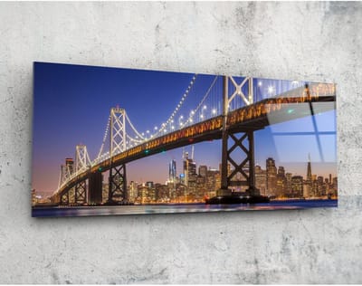 Panorama Glasschilderij - Landschappen - Brug - Wanddecoratie - 92 x 36 cm