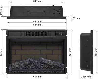 Elektrische Inbouwhaard 61x45 cm Industrialhome - 61x45 cm - Zwart - cm Industrialhome FlameView AF23B – - Medahomestore