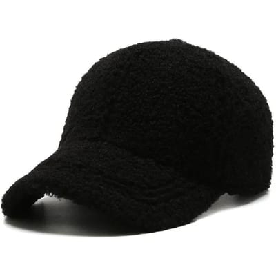 Grote Hoofd Solide Kunstmatig Lamswol Baseballpet Dames Mannen Herfst Winter Hoeden Houd Warm Pet Pluche Baseballpetten Outdoor Papa Hoed One Size black