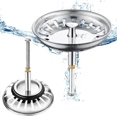 Verstelbare RVS Afvoerplug voor Wastafel, Hoogte Verstelbaar, Ideaal voor Voedselresten en Waterafvoer, Ø 79mm (36-72mm)