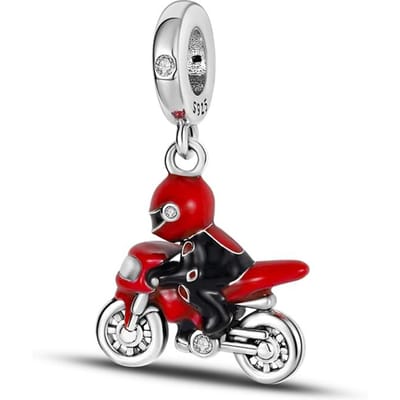Echte Charm Koper Koel Rood Motorracer Kralen Passend op Charm Plata Armband Voor Vrouwen Sieraden Knutselen Mooi Cadeau white