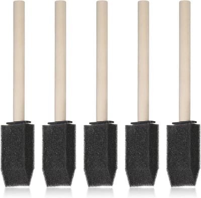 Set van 5 Schuimverfkwasten met Houten Handvatten voor Lichtgewicht en Duurzaam Schilderen van Kunstwerken en Knutselprojecten