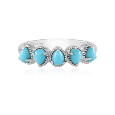 Cavill - Moderne Zilveren Ring - 925 Gerhodineerd Sterling Zilver - Sleeping Beauty Turkoois 0,64 ct Peervormige Cabochon - Elegante Turkoois Sieraden
