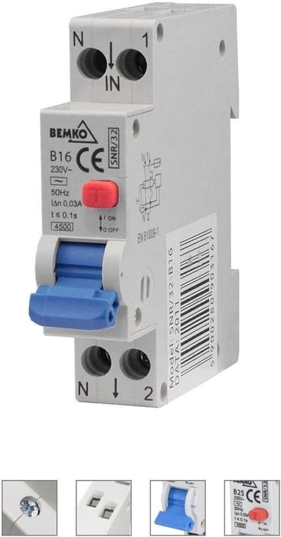 Stroomonderbreker RCBO - Fi-schakelaar automaat - Veilige elektra - Type 13 - 87 x 68 x 36 cm - Grijs