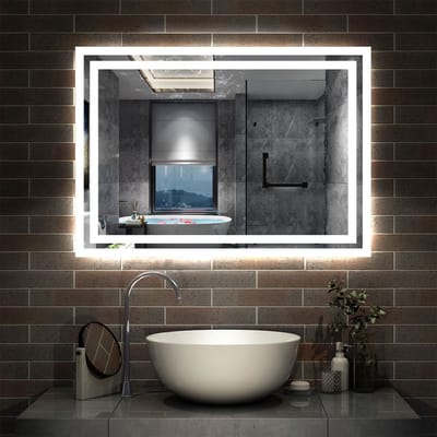 LED badkamerspiegel 60x50 cm met verlichting Wandschakelaar Mistvrij Koud Wit