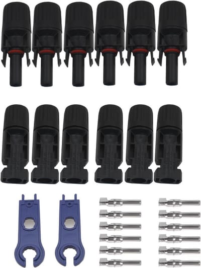6 Paar Waterdichte MC4 Zonnepaneel Connectoren Set met Montage Sleutels IP67