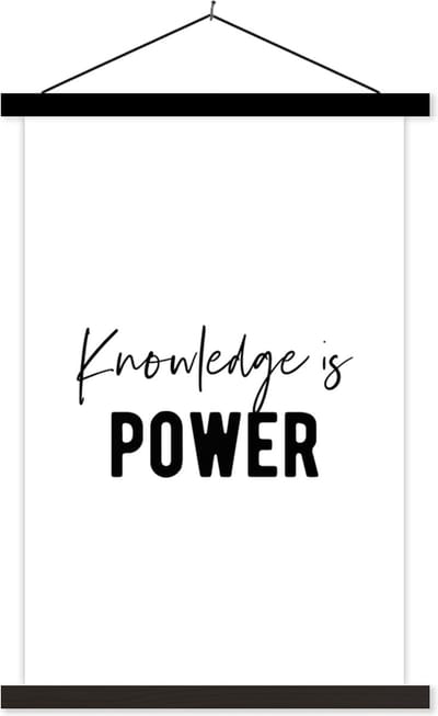 Posterhanger incl. Poster 40x60 cm - Schoolplaat - Quote - Power - Studeren - Textielposter - Zwarte latten