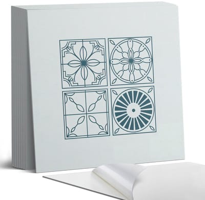 Coloray Plaktegels - Geometrische tegelpatronen Portugese Tegels - 30 cm x 30 cm - Wit Plaktegels - 9 stuks - Vierkant PVC Tegels - Plaktegels Keuken - Zelfklevende Vloertegels - Vinyl Tegels Zelfklevend - Zelfklevende Tegels