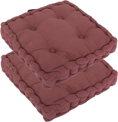 Atmosphera Vloerkussen Square - 2x - wijn rood - katoen - 38,5 x 38,5 x 8 cm - vierkant - Extra dik