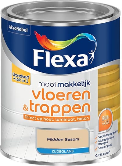 Flexa - Mooi Makkelijk Vloeren & Trappen Zijdeglans - Midden Sesam - Mengverf - 750 Ml