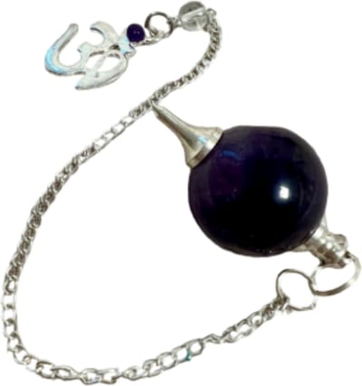 Pendel bol Amethist met Ohm teken - nr 46 - Pendelen - spiritueel - edelsteen - chakra