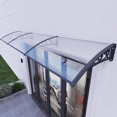 Deurluifel Polycarbonaat - Regenbescherming Overkapping - Buiten Beschermen - Geluidsisolerend Gebogen - 60x350cm - Transparant
