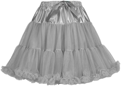 Petticoat Cabaret - met Strik - Grijs-Zilver - Carnavalskleding - Volwassenen - Dames - One Size