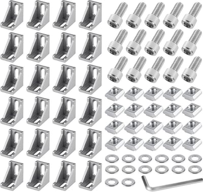 24 Delige Set Aluminium Hoekverbindingen 90 Graden voor Profielen 40x40mm