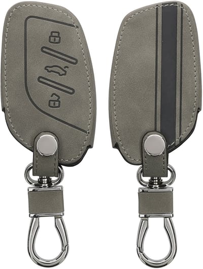 kwmobile autosleutelhoes geschikt voor MG 3-knops ZS MG4 MG5 MG6 - beschermhoes van imitatieleer - Rallystrepen design - grijs