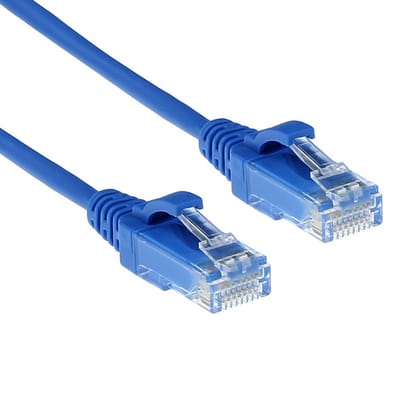 ACT Blauwe 10 meter LSZH U/UTP CAT6 datacenter slimline patchkabel snagless met RJ45 connectoren DC9610