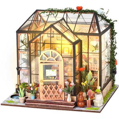 Doe-het-zelf Miniatuur Huis Kit met LED Verlichting Creatief Poppenhuis Model met Meubels 3D Miniatuur Poppenhuis Voor Volwassenen Handgemaakte Cadeaus
