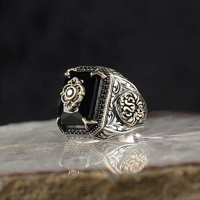 Vintage Zirkoon Ring voor Mannen, Handgemaakte Modieuze En Gepersonaliseerde Trouwring Feestring 11 zwart