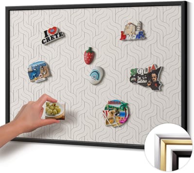 Wallfluent - Romig Magnetisch Bord met Kleurvariaties - 80 cm x 60 cm - Magneetbord met Zwarte Frame - Regelmatig lineair patroon - Magnetisch Bord voor Thuis en Kantoor - Magnetisch Bord voor Magneten - Magneetbord voor Herinneringen