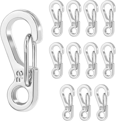 Mini Carabiner Set van 12 Stuks - Lichtgewicht Metaal Haakjes voor Sleutels, Kamperen en Outdoor Activiteiten