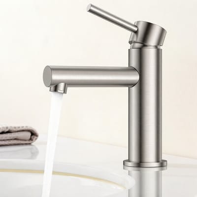 Auralum MAX Wastafelkraan - Badkamerkraan - Badkamer Kraan - RVS - Opbouw - Warm en Koud - Waterbesparende - Zilver