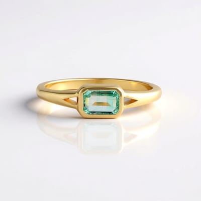 Cavill - Zilveren ring met Paraiba kleurige achthoekige smaragd van 0,457 ct - 925 Sterling zilver verguld - Modieuze damesring elegant