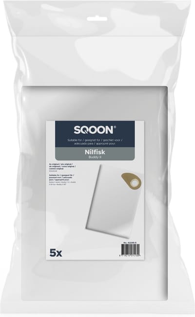 SQOON® Stofzuigerzakken geschikt voor Nilfisk Buddy II - Gelijk aan model: 81943048 - High Filtration - Ideaal voor industrieel gebruik en fijne stofopname