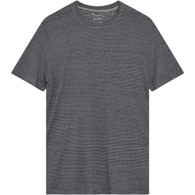 KnowledgeCotton Apparel T-shirt Streep Donkerblauw (navy) - Maat L - Heren - Casual T-shirts