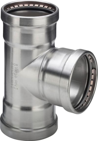 Viega Sanpress Inox XL-T-stuk, d1 76,1, d2 54, d3 76,1 roestvrij staal Model 2318XL, 482725