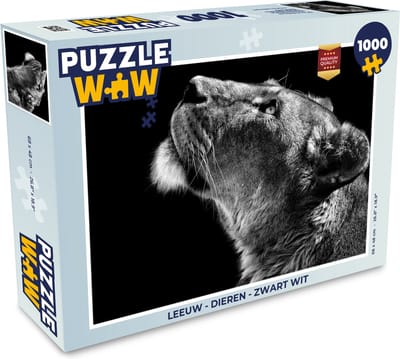 Puzzel Leeuw - Dieren - Zwart wit - Legpuzzel - Puzzel 1000 stukjes volwassenen