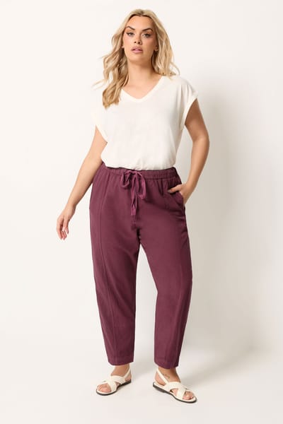 Yours Rode Broek Met Barrelpijpen Van Koel Katoen Size 42