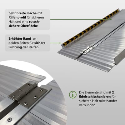 TRUTZHOLM Opvouwbare rolstoelhelling 91 cm Draagvermogen 272 kg Aluminium grijs Oprijplaat