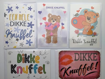 wenskaarten - dikke knuffel - lief - knuffel kind - hart onder de riem - medeleven kind - set van 5