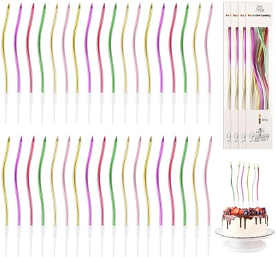 Dailygoods- Verjaardagskaarsen 36 stuks - Spiraalkaarsen - Cupcake-kaarsen - Decoratie voor kinderen/volwassenen - Bruiloften/babyshowers - Lengte 15 cm - Taartkaarsen