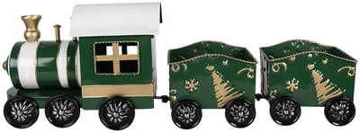 Clayre & Eef Kerstdecoratie Beeld Trein 60x14x20 cm Groen Metaal