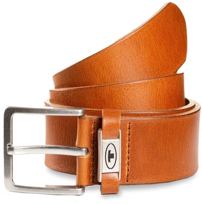 Tom Tailor - TTCOREY leren riem met hoekige gesp - Maat 80 - light brown uni