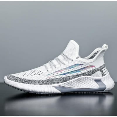 Herenschoenen Zomer Nieuwe Heren Casual Schoenen Vliegend Gebreid Ademend Kokosschoenen Hardlopen Sport Trendy Herenschoenen 44 gray