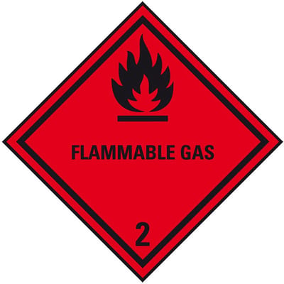 ADR klasse 2.1 sticker brandbare gassen met tekst 100 x 100 mm