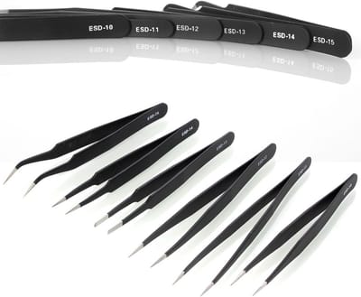 Precisie Pincet Set - Roestvrij Staal - Fijne Ambachten - Antistatische Coating - 6 Stuks - Zwart