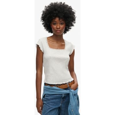Superdry Athletic Essentials top met Vierkante Hals Lichtgrijs Grootte: 6-8